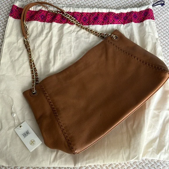 Tory Burch Tan Marion Leather Center Zip tote - Picture 3 of 7